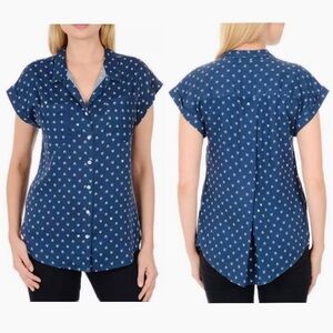 JACHS Girlfriend Quinn Cap Sleeve Button Down Shirt